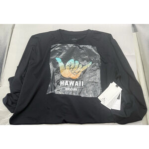 Rip Curl Hawaii Long Sleeve Rash Guard Tshirt Youth Size 16/XL Black UPF 50 READ
